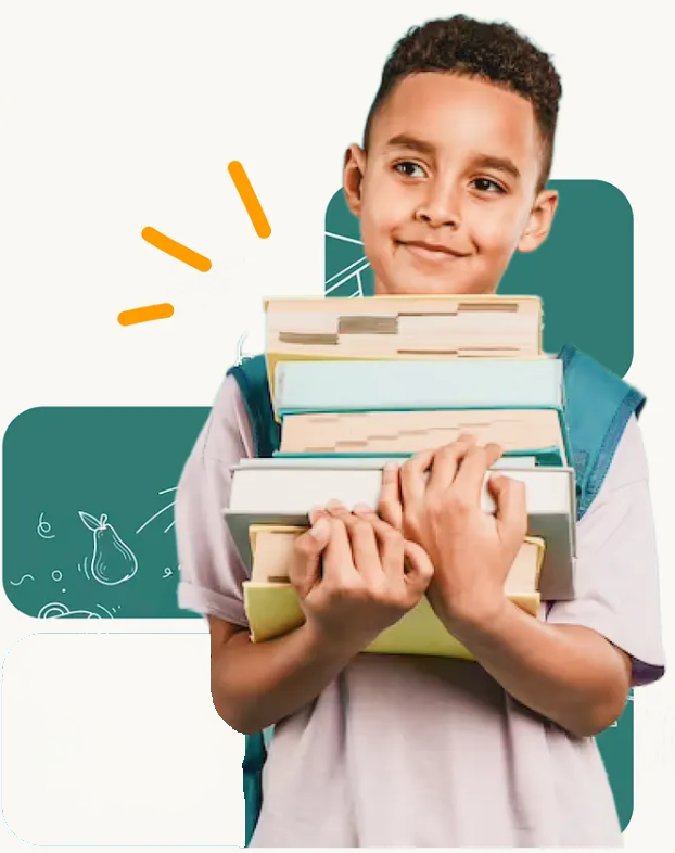 Kid with books